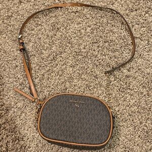 Michael Kors Tan and Brown Logo Crossbody